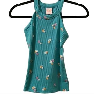 JUMPING BEANS GIRLS TEAL FLORAL SUMMER TOP SIZE 10